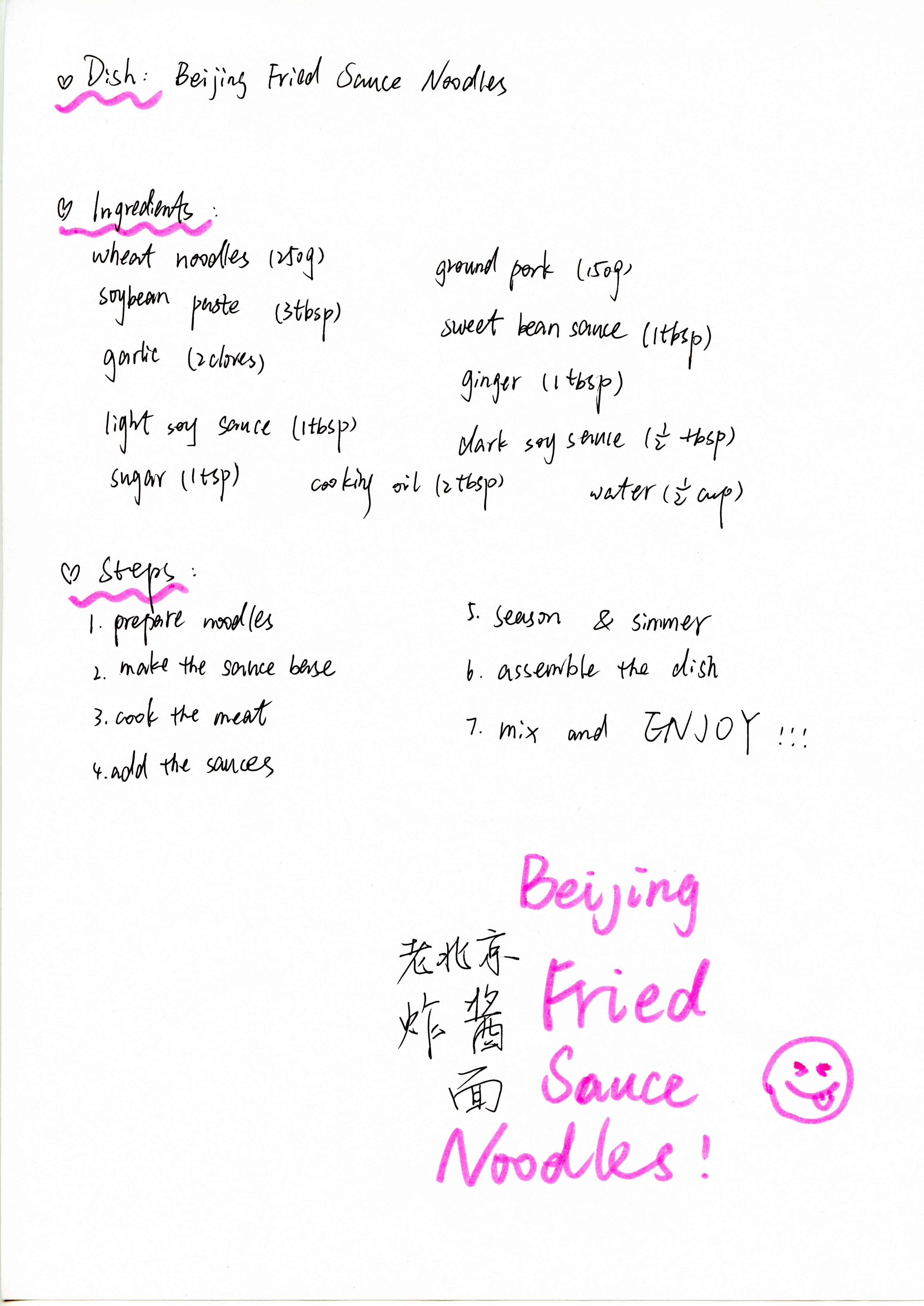 A delicious Beijing Fried Sauce Noodles