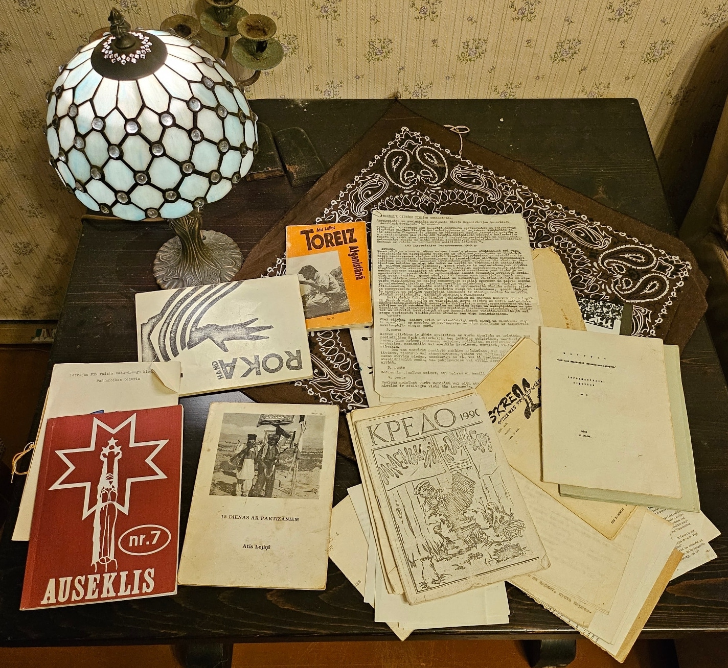A table covered with different samizdat publications.