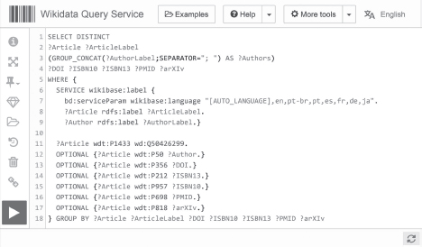 A screenshot on Wikidata Query Service