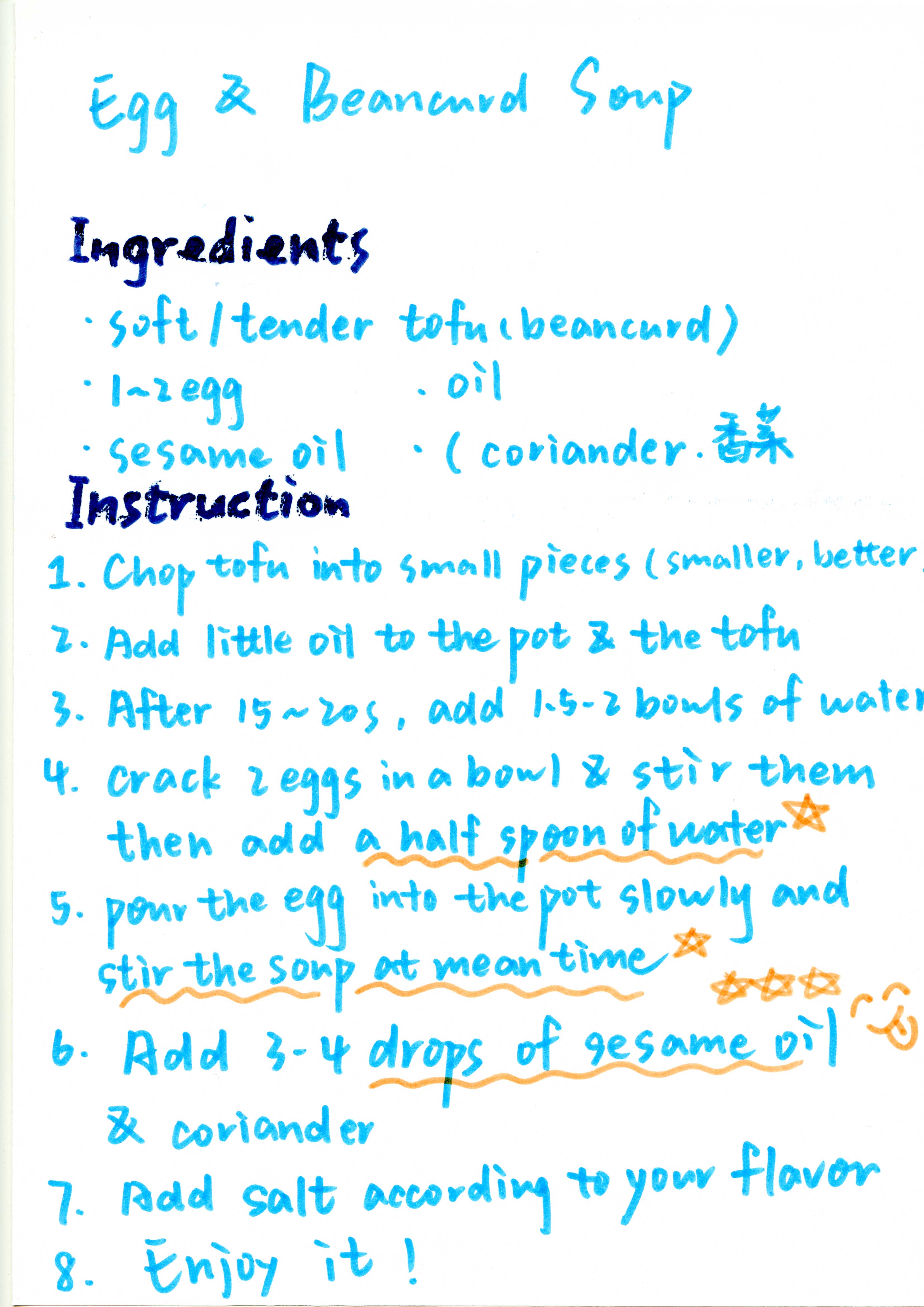 A delicious Egg & Beancurd Soup