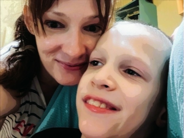 This is a headshot of Anastasia and Ivan: Ivan is in the foreground, sitting in his chair, looking in the distance, smiling; Anastasia is by his side and a bit behind him, she looks at and lightly smiles right into the camera, she has a playful fringe and a warm, mischievous fire in her eyes. 