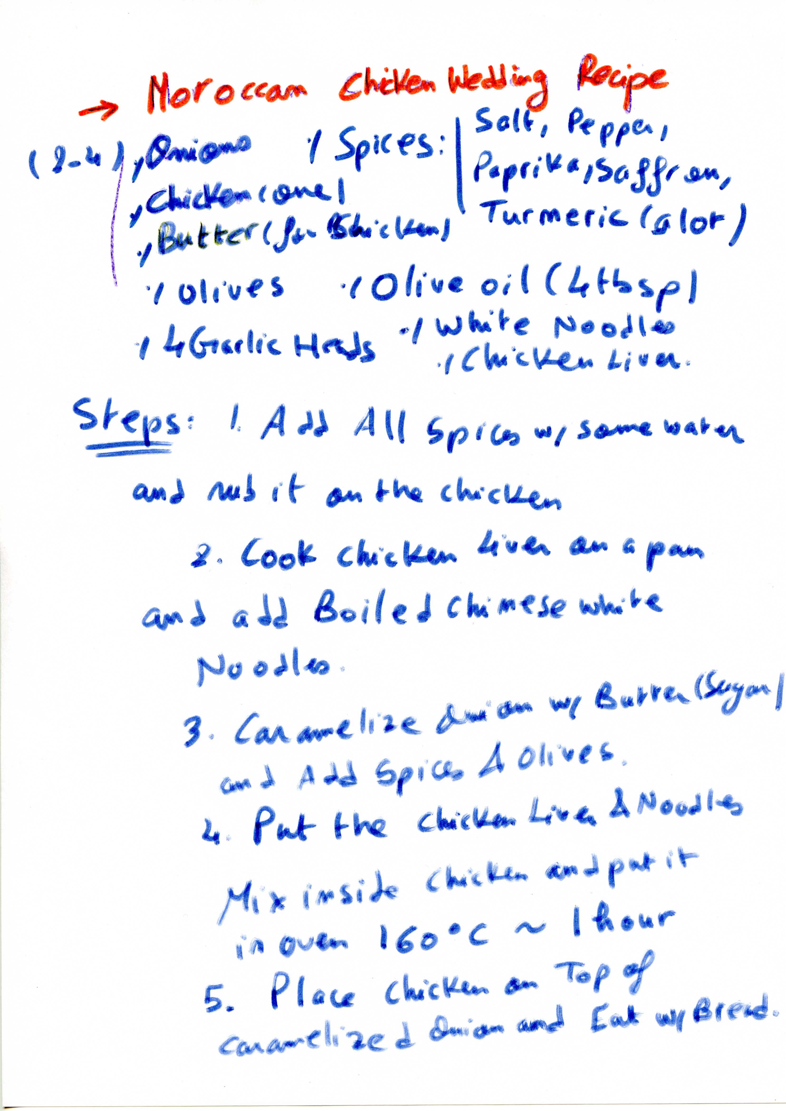 A delicious Moroccan Chicken Wedding Recipe