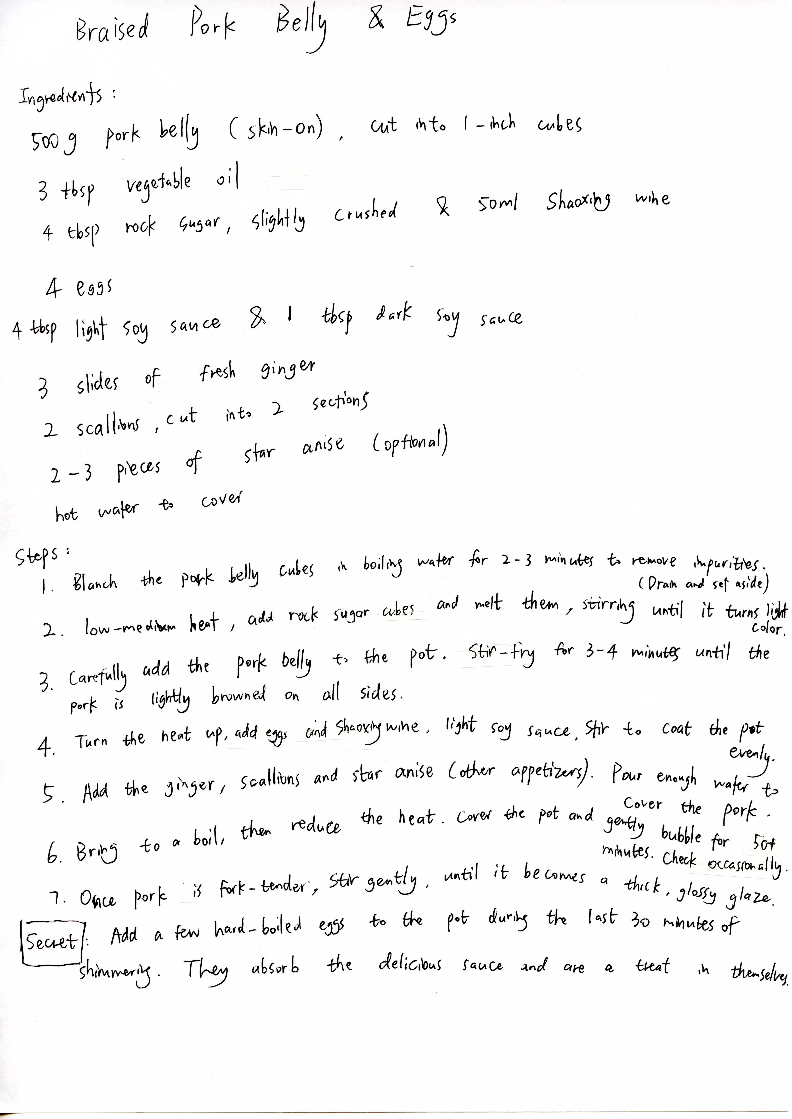 A delicious Braised Pork Belly & Eggs