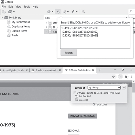 Two screenshots of Zotero page