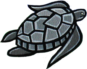 A grey turtle with a black background

Description automatically generated